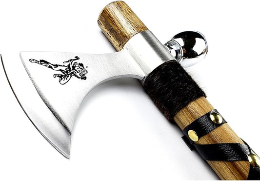 PS 19" Tomahawk Axe Hatchet with Pipe Function. for Camping, Home Decoration, Outdoor Sports Uses