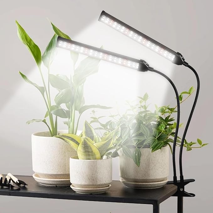 Grow Light LED Gooseneck Lamp,6500K 80W Full Spectrum 144 LED Plant Lamp Clip-on Desk for Indoor Plants Growing, Timer Setting 4/8/12/18H & 5 Dimmable Levels