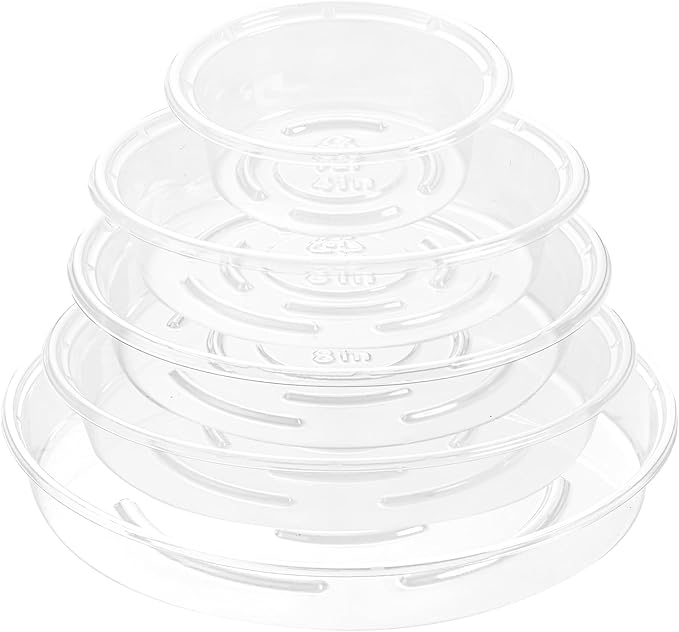 Plant Saucer 30 Pack Plant Trays for Pots 4/6/8/10/12 Inch Plastic Plant Saucers for Outdoors & Indoors Clear Drip Trays for Potted Plants Flower Pot Plates to Catch Water Drainage Dishes No Holes