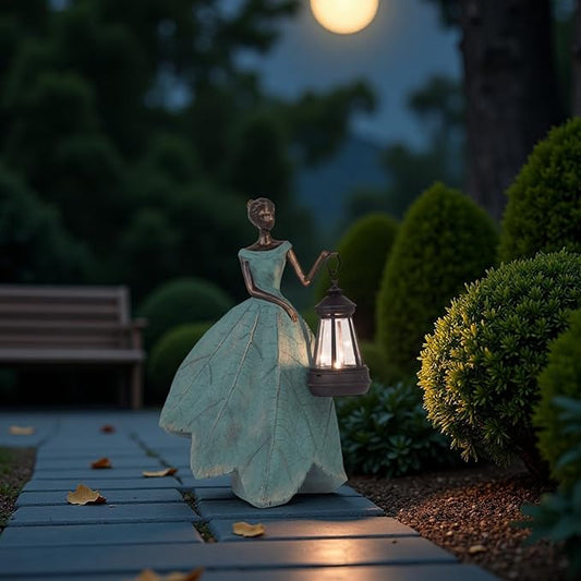 Guichifun Fairy Statues Solar Outdoor Lights - Resin Garden Figurines Decorations for Patio Yard Lawn Decor Housewarming Gardening Gifts for Women Mom 7.4 x 5.3 x 12 Inch