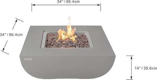 AMS Fireplace | Modeno | Westport | Firepit Table | Cover and Lava Rocks Included | (Fuel: Natural Gas - Light Gray)