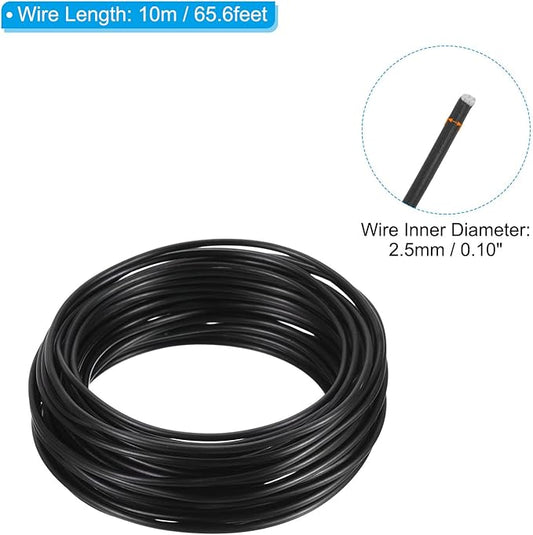 PATIKIL 2.5mm Bonsai Training Wire, Floral Wire Stems Anodized Aluminum Tree Wire 32.8 Feet Total for Gardening Branch Fixing, Black