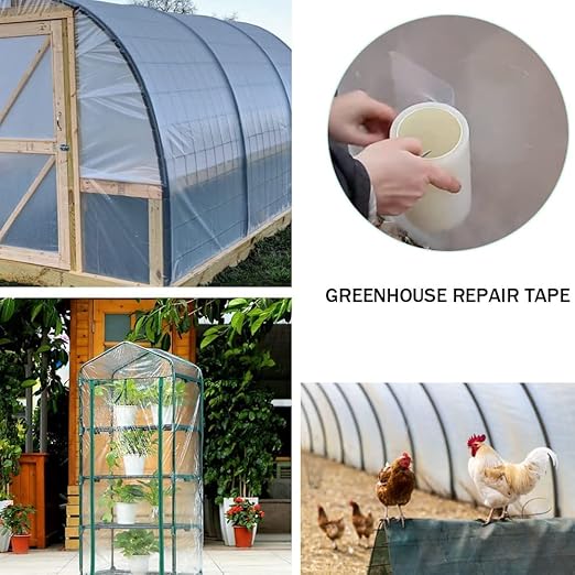 Greenhouse Plastic Sheeting Tape, 2" x108' Greenhouse Clear Plastic Film Repair Tape Tunnel Tape, 6mil Reinforced Polyethylene Tapes for Seaming and Sealing (2" x108')