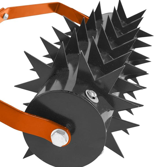 Outvita 60’’ Rolling Lawn Aerator, Heavy Duty Manual Aerator Lawn Tool for Garden Yard Patio with W-Shaped Blades & 49" Handle (Orange)