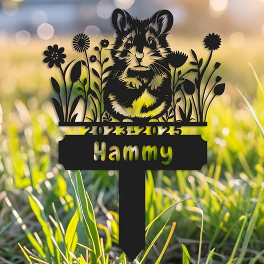 Personalized Hamster Memorial Stake,Pet Plaque Hamster Lover,Metal Hamster Grave Marker,Remembrance Stake,Outdoor Garden Yard Sign hamster 14inch