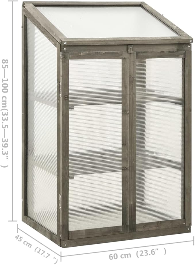 Wooden Garden Greenhouse,Wood Raised Plants Bed Raised Flower Planter Box, Garden Wood Cold Frame Greenhouse Flower Planter, Gray 23.6"x17.7"x39.4" Firwood,-681