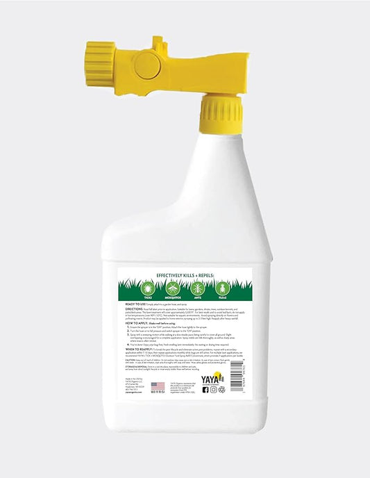 Ready-to-Use Tick + Mosquito Outdoor Yard Spray – Made with Essential Oils, Plant-Derived, Easy Do-It-Yourself Treatment, Safe to Use Around Kids, Pets and Plants – 32 oz