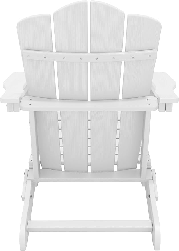 KINGYES Folding Adirondack Chair Set of 8, HDPE All-Weather Folding Adirondack Chair, White
