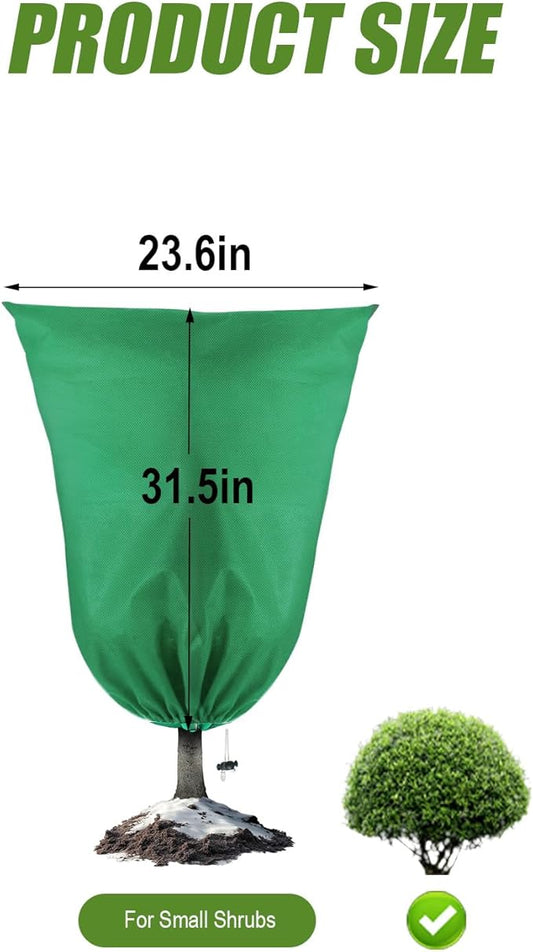 5Pcs Plant Frost Protection Covers 23.6x31.5 Inches – Reusable Breathable Freeze Blankets with Drawstring, Waterproof Non-Woven Fabric Frost Cloth for Winter Plant, Shrub, Tree, and Garden Protection