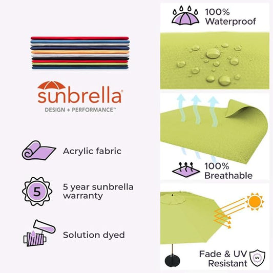 Midtown Umbrellas Push Pop Sunbrella Umbrella 8 Feet Outdoor Umbrella in Macaw Acrylic Fabric - Patio Umbrella, Backyard Umbrella, Garden Umbrella, Picnic Table Umbrella & Pool Umbrella - Black Pole