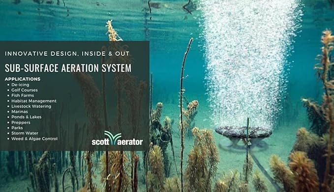 Scott Aerator DA-20 Display Pond Aerator - 1 Horse Power 115V 100ft Cord | Aerating Pond Fountain for up to 1 Acre Ponds | Pond Aerator Pump for Small Ponds | Pond Aeration Systems