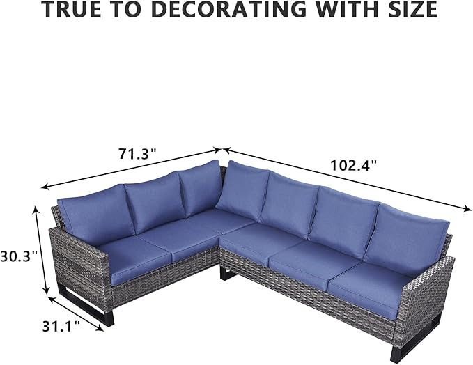 HUMMUH 8 Piece Patio Furniture All Weather 6-Seater Outdoor Sectional Sofa with Patio Swivel Chairs and Outdoor Chairs Ottomans for Porch,Garden,Backyard,Deck