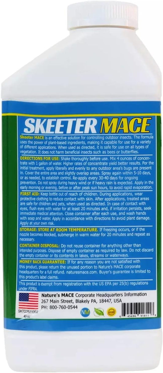 Nature’s MACE Outdoor Pest Repellent Spray – Kills & Repels Multiple Insect Types – Treats Lawns, Shrubs, and Patios – Safe for Family, Pets, and Plants – Essential Oil Formula with Fresh Scent – 40oz