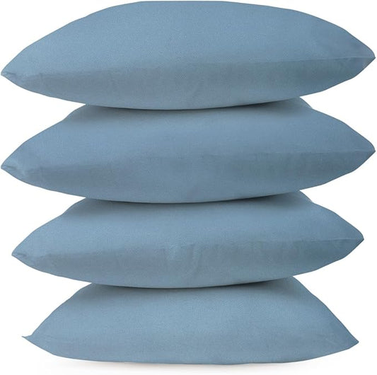 Covers & All Premium Square Throw Pillow Inserts with Covers Set of 4, 18 x 18 Inches Sky Blue, Decorative Cushions for Couch Sofa Home Decor Office Travel UV Resistant Waterproof Soft Cushions