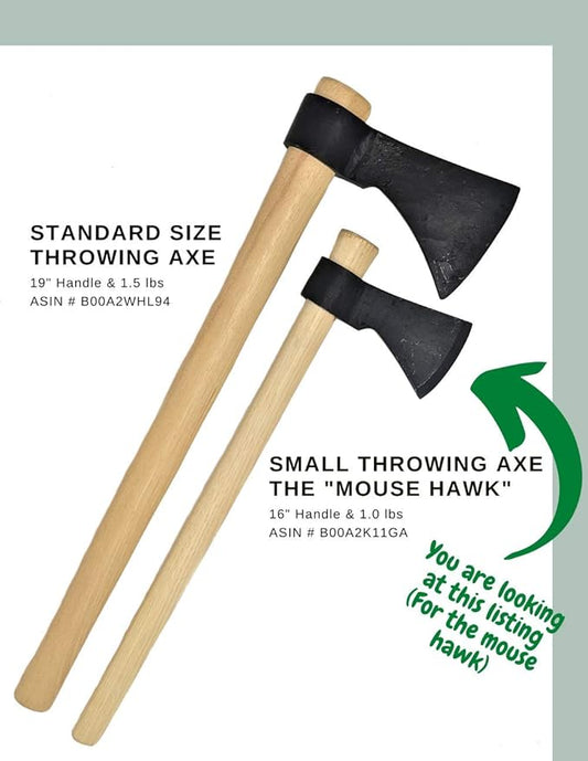 Light Throwing Tomahawk - Mouse Hawk Designed for Young Thrower - 16" Hand Forged Small Throwing Hatchet