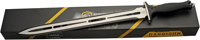Sierra Zulu Garrison Sword - 7CR13 Stainless Steel Blade, 27.0 inches Overall, 19.5” Blade with Two Tone Powder Coated Finish - Glass Fiber Handle, Tactical Nylon Sheath with Reversible Wear Strap