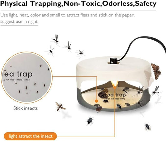 Flea Trap Refills 10 Packs, Flea Trap for Inside Your Home, Replacement Pads for Fleas Light, 7.1 Inch Natural Glue Discs Refill