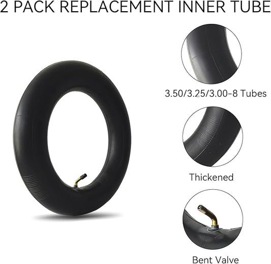 3.50/3.25/3.00-8 Inner Tube for 8 Inch Rim Sizes 3.50-8 3.25-8 3.00-8 3-8 300-8 350-8 Tire Tubes with Bent Valve Stem for Wheelbarrows, Mowers, Garden Cart, Hand Trucks, 2 PCS