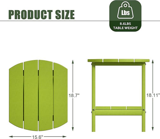 TORVA Patio Adirondack Side Table, Outdoor End Tables All-Weather Resistant HDPE Humidity-Proof Long Time Use for Deck, Lawn,Garden, Porch, Backyard End Table(Lemon Green)(2 Tier)