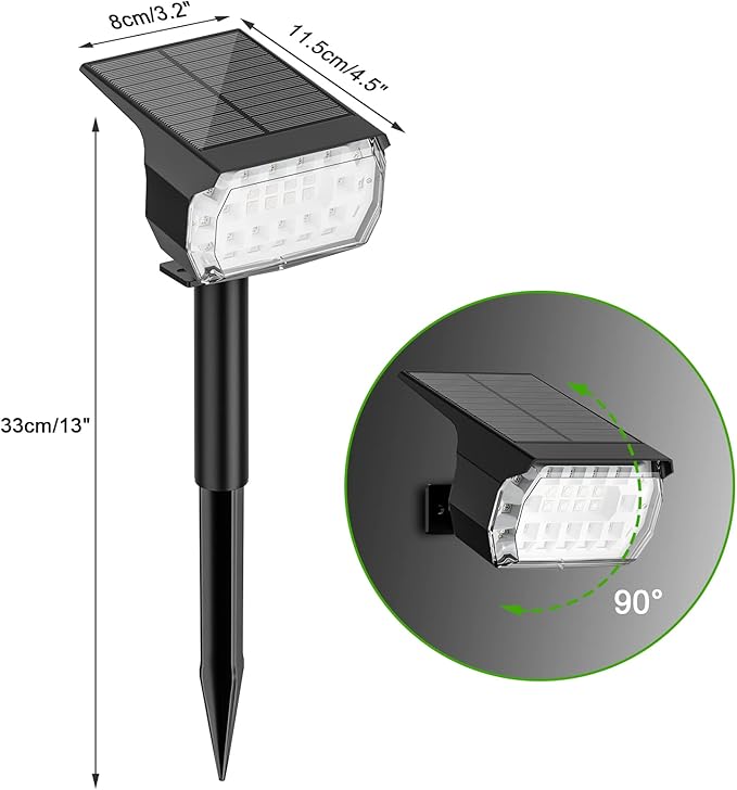 LANSOW Solar Spot Lights Outdoor Color Changing, 7 Modes/4 Pack, Waterproof, Solar Powered Flood Lights for Outside Yard Garden Pathway