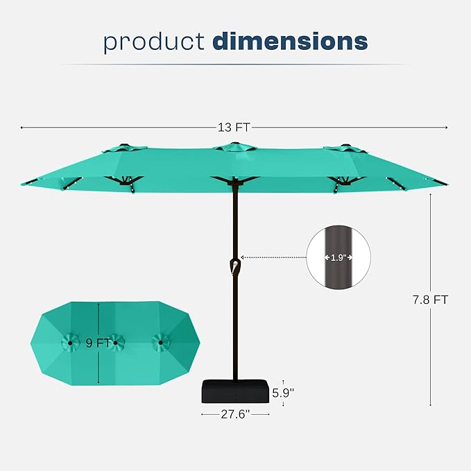13FT Double Sided Patio Umbrella with LED Lighted