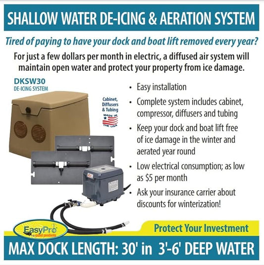 EasyPro DKSW30 Diffused Air De-Icing System for Shallow Water - up to 30' Dock
