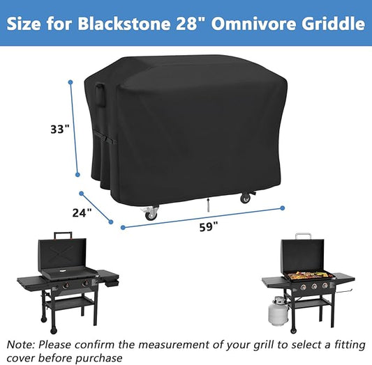 Grill Cover for Blackstone 28 Inch Model 2080 2207 2287 2351 2357 2366 2416 Omnivore Griddle, Outdoor Waterproof Weather Resistant BBQ Griddle Cover - 59 x 24 x 33 Inch