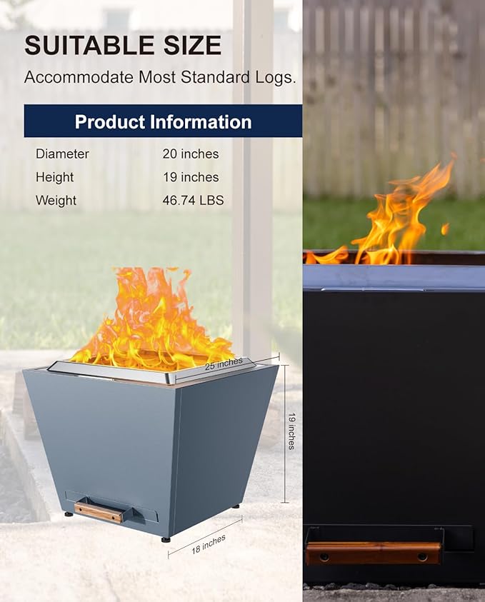 LEGACY HEATING Smokeless Fire Pit, Portable Outdoor Firepits 25 inch, Carry Handle for Backyard Patio Camping Bonfire, Stainless Steel, Ideal for 6-12 People, 46.74 lbs, Blue, Cyberpit One Pro