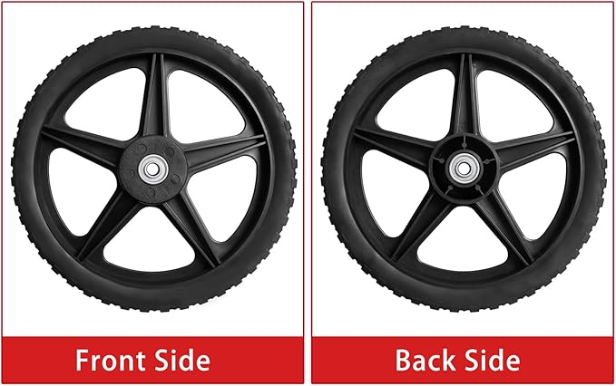 Parts Camp 12" Lawn Mower Wheels Kits 12 x 1.75'' Spoked Plastic Wheel and Tire For Push Mower Wheel/Pressure Washer/Garden Cart/Air Compressor/Wheelbarrow/Handtruck/Generator/Dolly Tires (Set of 2)