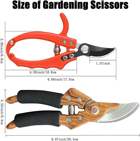2-Pack Garden Shears Pruning, Flower Scissors for Cutting Fresh Flowers, Professional Garden Clippers Set & Plant Trimmers for Tree, Gardening, Ergonomic Handle