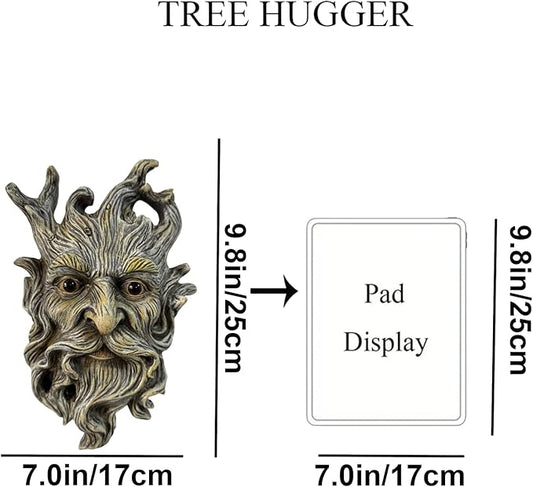 Mustache Tree Face Sculpture, Funny Mustache Old Man Tree Hugger Statue, Indoor & Outdoor Creative Props for Garden and Home,9" x 7" x 2.4"