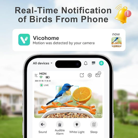 birdsnap® MON - Bird Feeder with Camera, 2K Detachable Video Bird Feeder Live with 32GB Card Fruit Fork, AI Identify Feather Species, Auto Record in Backyard, Ideal Gift for Birds Lover