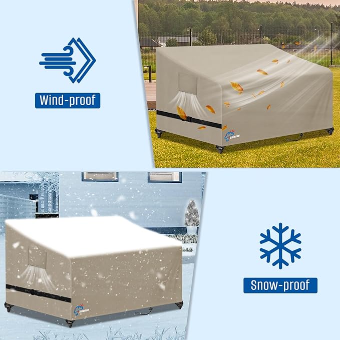 SIRUITON 2-Seat Garden Patio Sofa/Loveseat/Bench Cover 60" W x 34" D x 30" H, Heavy Duty 420D Oxford Waterproof Outdoor Sofa Cover, Lawn Patio Furniture Covers