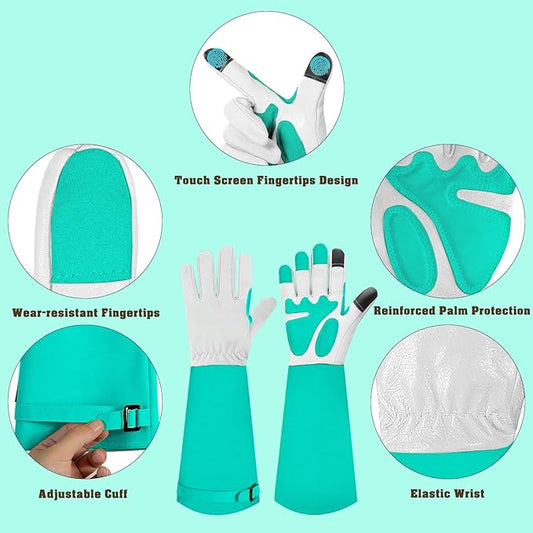 Long-Gardening-Gloves for Women/Men - Thorn Proof Rose Pruning Gloves Heavy Duty Gauntlet-L