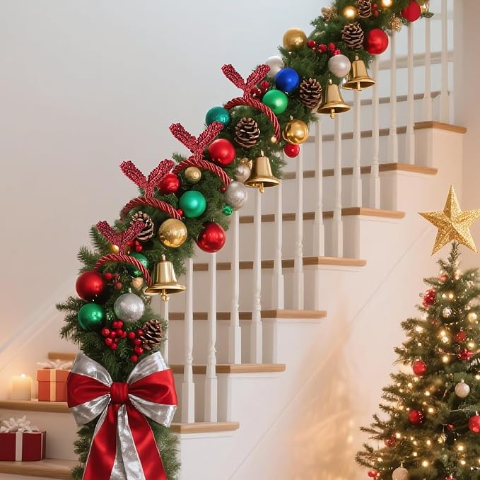 Christmas Garland Ties, 16Pcs 20in Garland Twist Ties for Banister, Reusable and Flexible Decorative Twist Tie for Home Decorations and Holiday Craft Gift Wrapping - Red