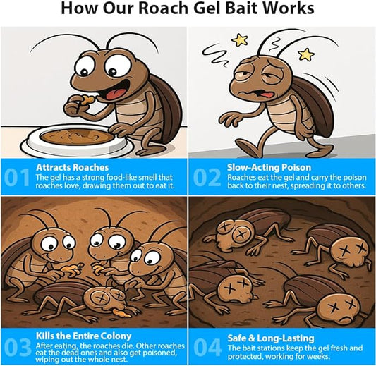 36 Pack Roach Killer Indoor Infestation Roaches Gel Bait Stations, Powerful Cockroach Killer Indoor Home for Roach Infestation, Long-Lasting & Effective Cockroach Gel Bait, Easy to Use & No Mess