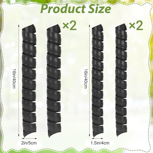 4 PCS Tree Trunk Protector, 16 Size Tree Protectors, Diameter Multiple Dimensions, Spiral Trunk Covers Protect The Bark from Deer and Rodents (Black)