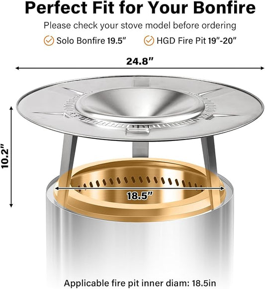HGD 20" Smokeless Firepit with Heat Deflector, Stainless Steel Wood Burning Fire Pit for Friends & Family Gatherings, Secondary Combustion Outdoor Patio Stove for Garden BBQ & Bonfire