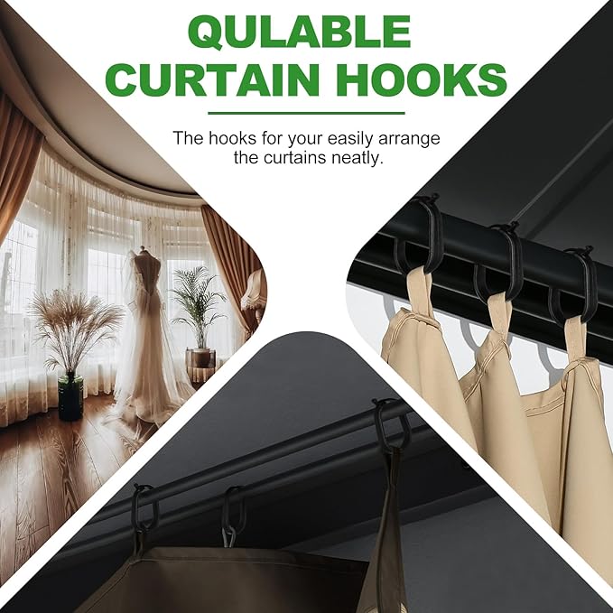 Kathfly 50pcs Gazebo Curtains Hooks Rustproof Plastic Shower Curtain Rings Hooks Outdoor Gazebo Replacement Parts Accessories for Outdoor Canopy Mosquito Nets Window Drapes Home Hotel Supplies