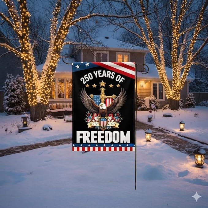 250 Years America Garden Flag,250th Anniversary USA Patriotic Banner Double-Sided with Eagle Design, 1776-2026 Commemorative (B_2.33 x 3.33 ft)