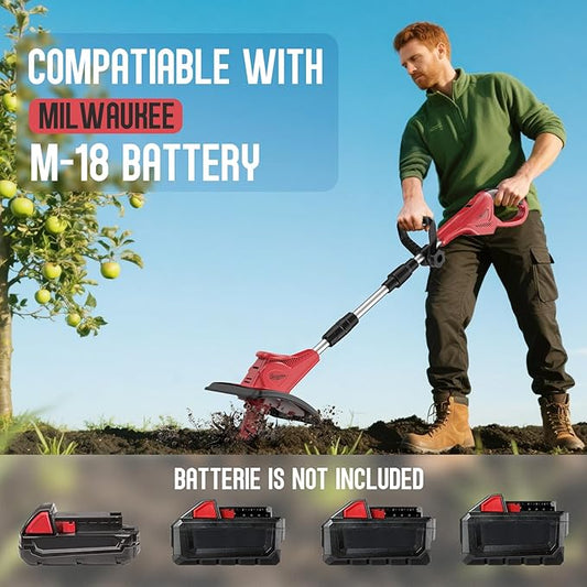 Cordless Tiller Cultivator Compatible with Milwaukee 18V Battery(Tool Only), Folding Electric Rototiller for Garden with 40 Steel Tines 310RPM, 9.1in Tilling Width and 6.3in Depth
