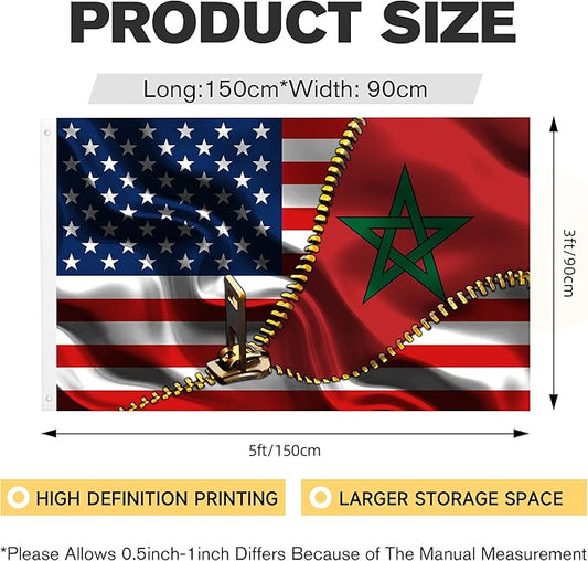Vintage American America Usa Morocco Moroccan Flags For Outside Yard 3x5 Ft Double Sided Printed 100d Polyester Lightweight Garden Welcome Outdoor Banner Brass Grommets