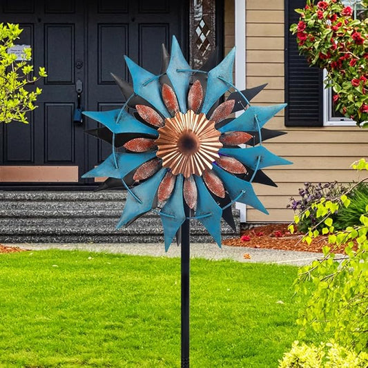 Stargarden Wind Spinners Outdoor, Metal Wind Spinner, 13.4" W x66 H Kinetic Wind Sculptures & Spinners, Waterproof Windmill for Yard, Garden Decor
