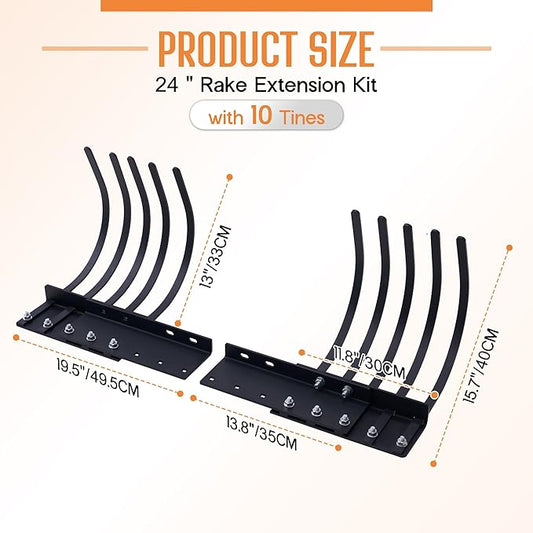 Specraft Tow Behind Landscape Rake Extension Kit, 2 Pack Width Expander with Heavy Duty Steel Tines, Increases Working Width for ATV, Tractor Rakes