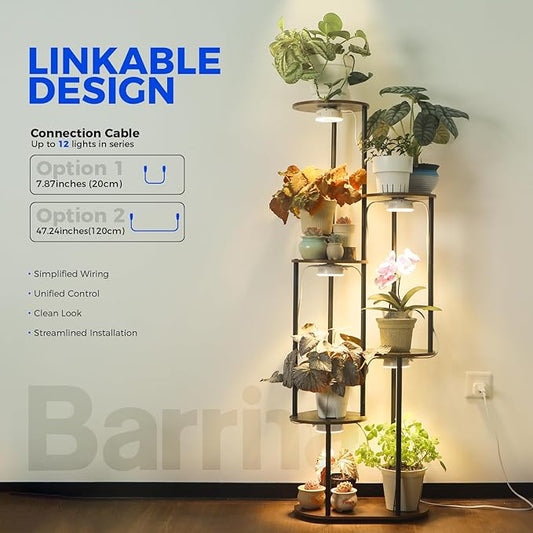 Barrina Orbgrow OG09 Puck Grow Light with Timer, 660nm Red LEDs 36W(4 x 9W, 540 Watt Equiv), Full Spectrum Plant Light for Indoor Plant, Magnetic & Linkable, 5 Levels Dimmable for Plant Shelf, 4 Packs