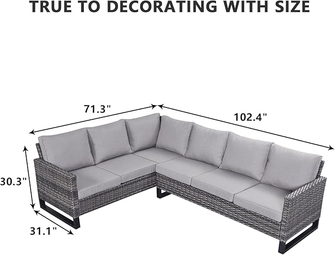 HUMMUH 9 Piece Patio Furniture PE Wicker 6-Seater Outdoor Sectional Sofa Patio Swivel Chairs,Outdoor Chairs with Ottomans Side Table for Porch,Garden,Backyard,Deck