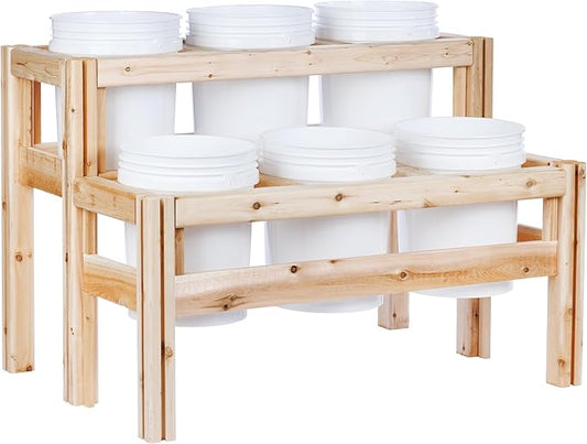 Greenes Fence Two-Tiers Six Bucket Elevated Cedar Wood Garden Frame, 43 in. x 30 in. x 30 in. - Made in USA with North American Cedar