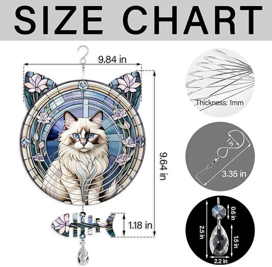 Ragdoll Cat Wind Spinner, Ragdoll Cat Wind Spinner Hanging for Yard and Garden