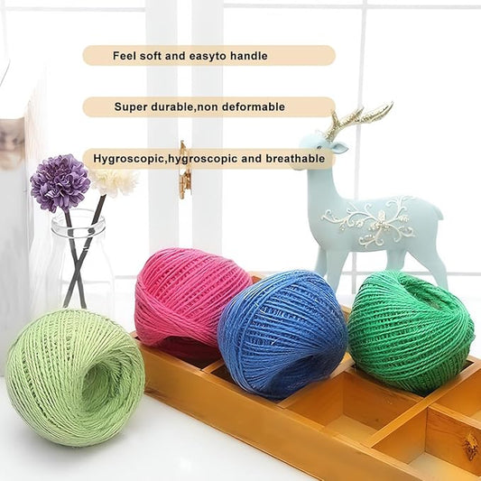8 Color Jute Twine Natural Jute String 2mm 3 Ply Twine String, for DIY Artworks and Embellishments Crafts, Gift Wrapping, Picture Display and Gardening (656 Feet)