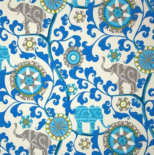 RSH DECOR: Square Throw Pillows Set of 2 | 17” x 17” | All-Weather Spun Fabric | Water and Fade-Resistant | Outdoor Accent Pillows for Patio Furniture | Blue Elephant Bohemian